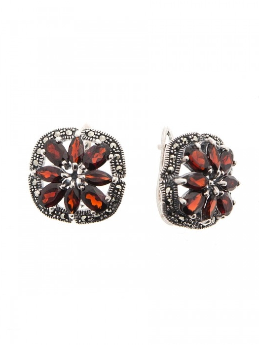 

Серьги женские из серебра ЮК Марказит HE859, гранат/марказит, HE859