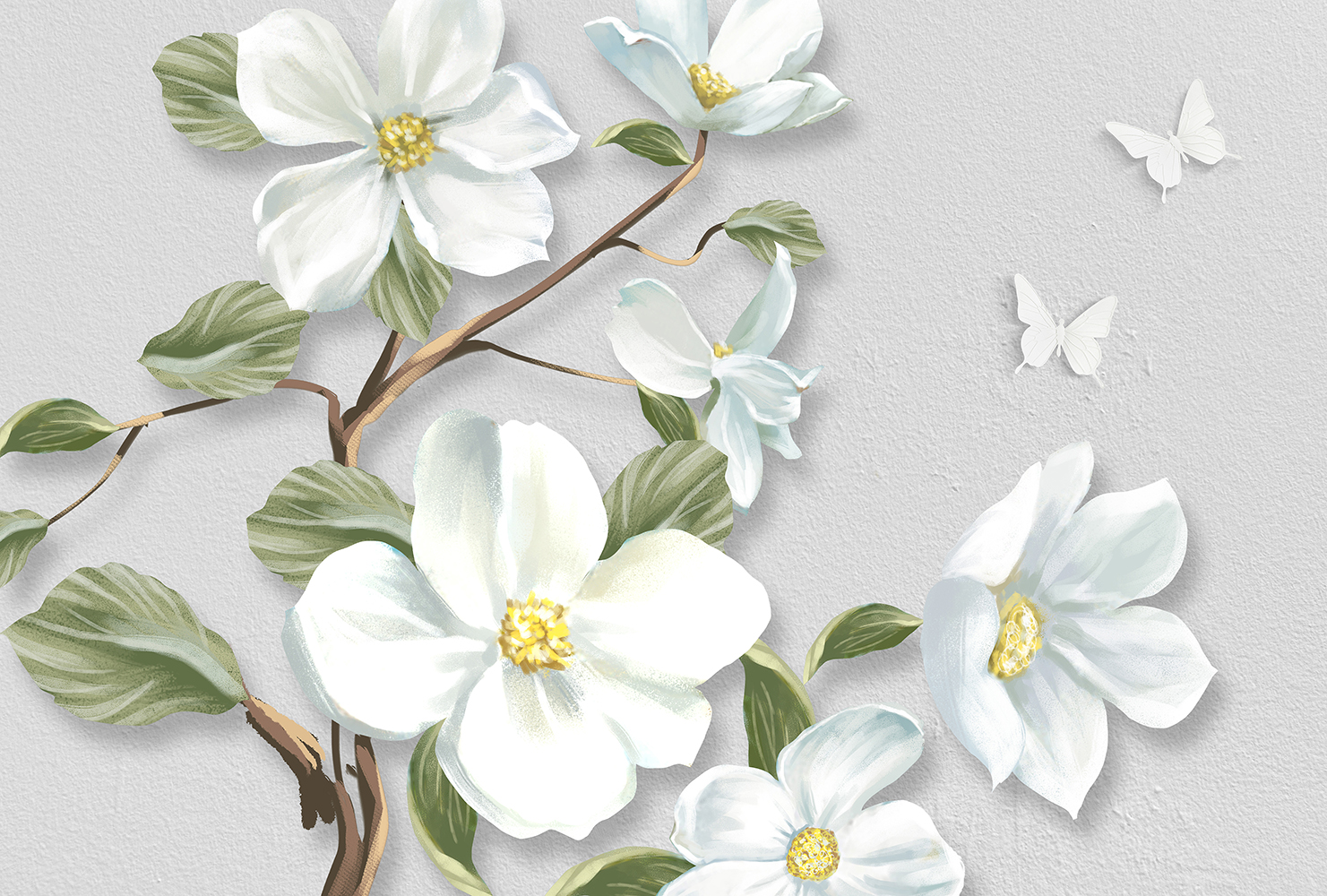фото Фотообои divino decor "белые цветы на ветке 400х270" divino décor