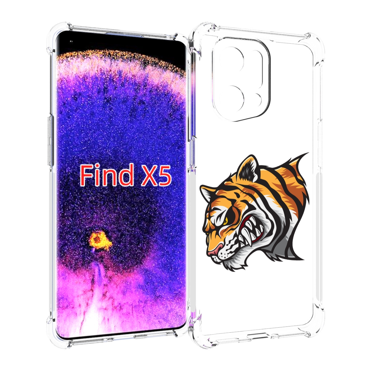 

Чехол MyPads Тигр для Oppo Find X5, Прозрачный, Tocco