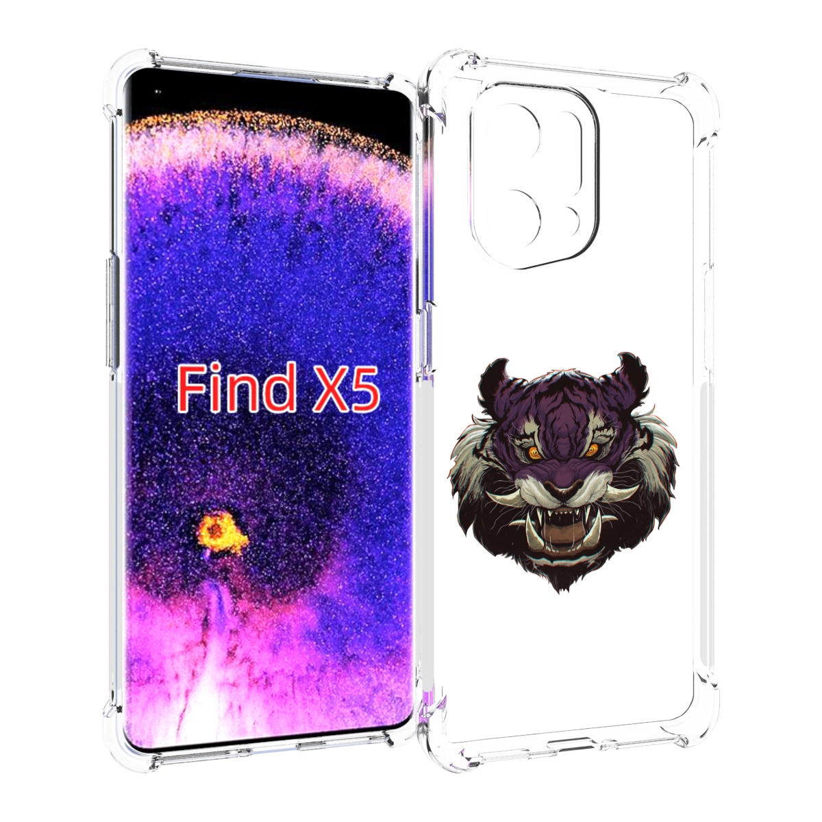 

Чехол MyPads Страшный-тигр для Oppo Find X5, Прозрачный, Tocco