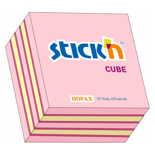 

Упаковка блоков самоклеящихся STICK`N 21341, 76x76, 400 л, 3 цв, неон+пастель, розовый