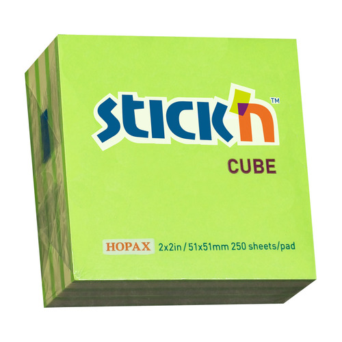 фото Упаковка блоков самоклеящихся stick`n 21339, 51x51, 250 л, 2 цв, неон+пастель, зеленый