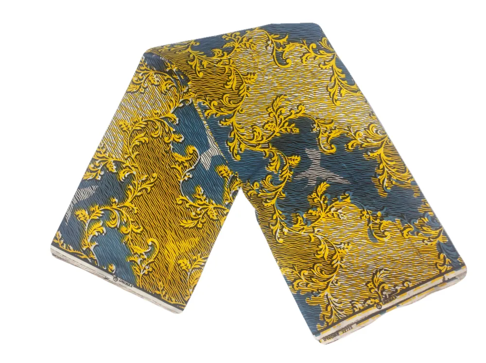 

Африканский хлопок Uniwax. Ткань с восковым принтом из Кот-д’Ивуар Yellow Sur, Разноцветный