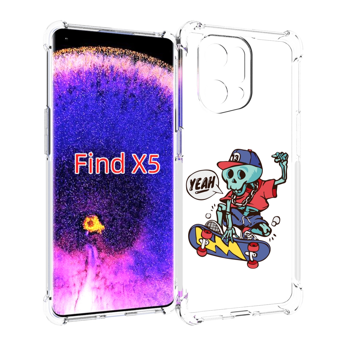 

Чехол MyPads Скелет-на-скейте для Oppo Find X5, Прозрачный, Tocco
