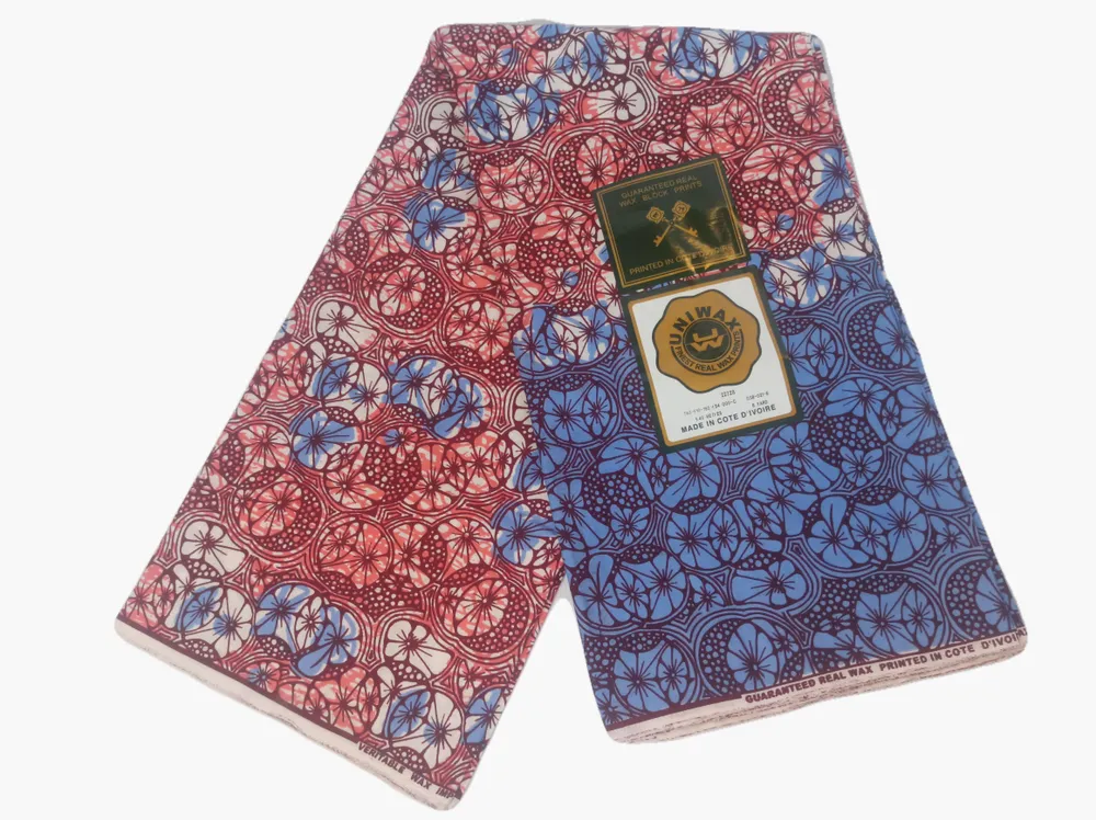 

Африканский хлопок Uniwax. Ткань с восковым принтом из Кот-д’Ивуар Pink Violets, Разноцветный