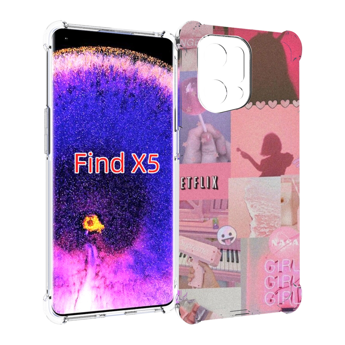 

Чехол MyPads Розовый-вайб для Oppo Find X5, Прозрачный, Tocco
