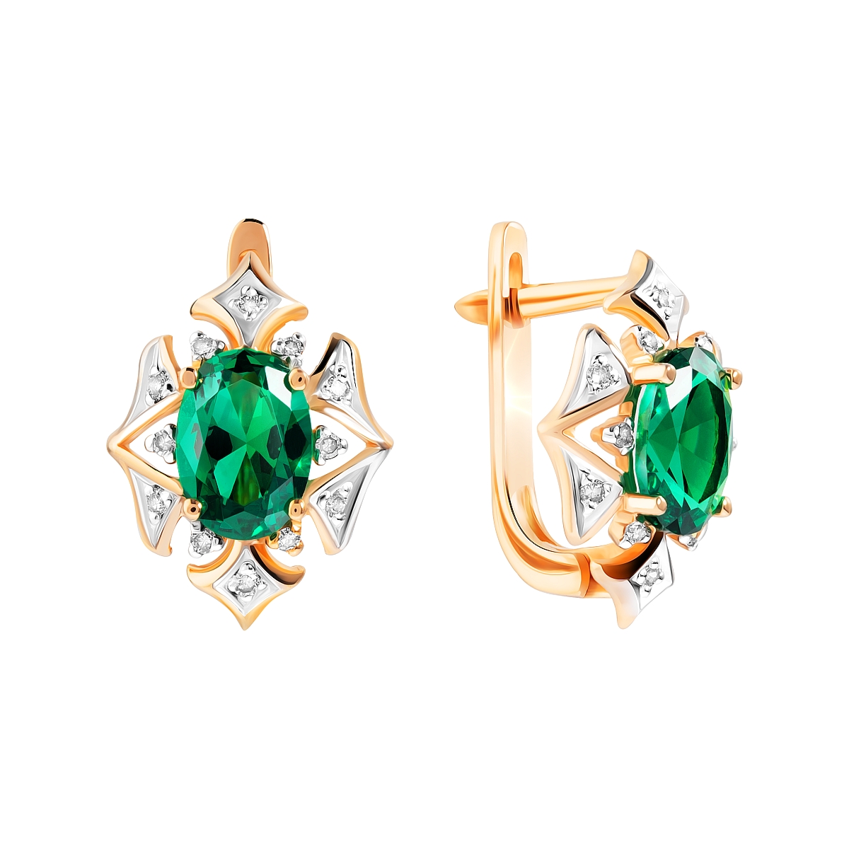 

Серьги из красного золота VALTERA 94467, бриллиант/изумруд искусственный, 094467