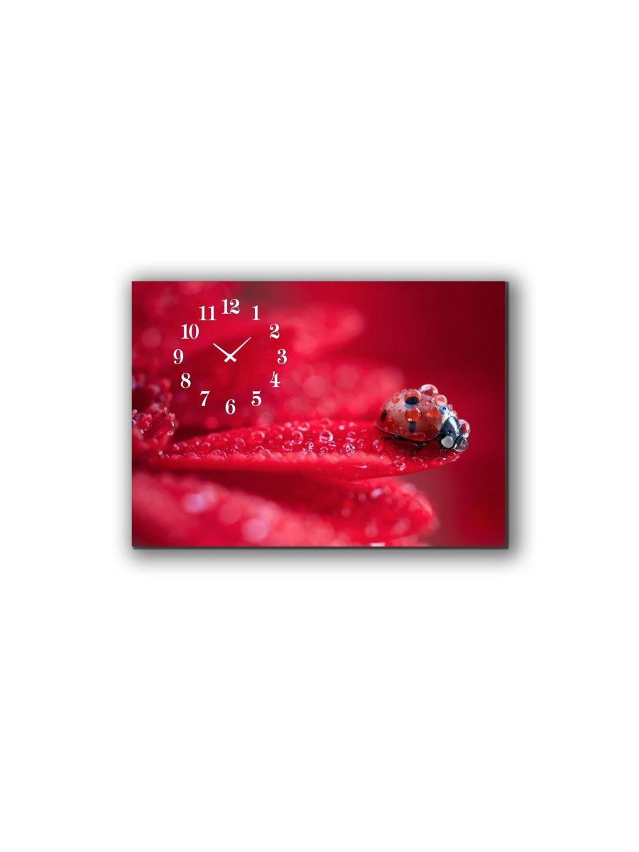 Картина Красотища Часы на холсте настенные голубые цветы 50х70