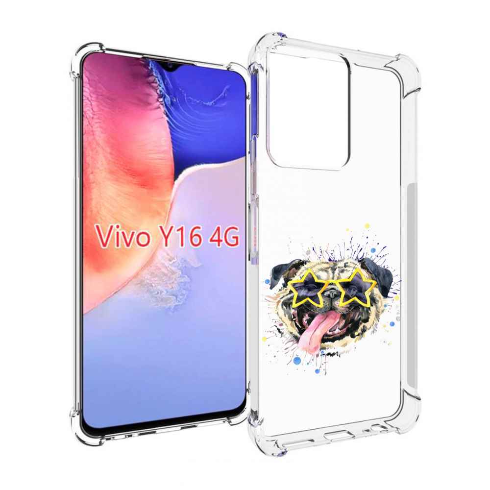 Чехол MyPads мопс боксер для Vivo Y16 4G/ Vivo Y02S