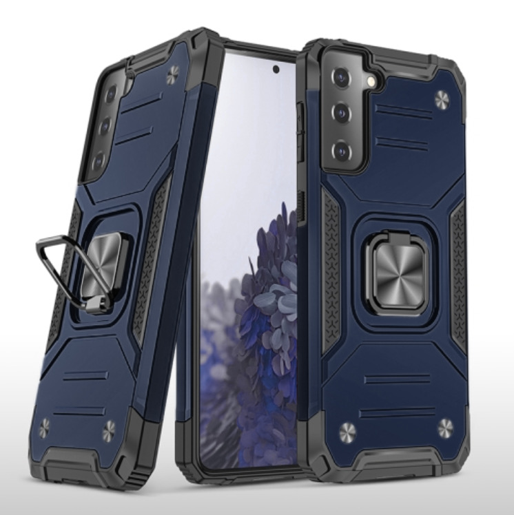 фото Противоударный чехол на samsung galaxy s21 / s30 с кольцом держателем подставкой синий nobrand