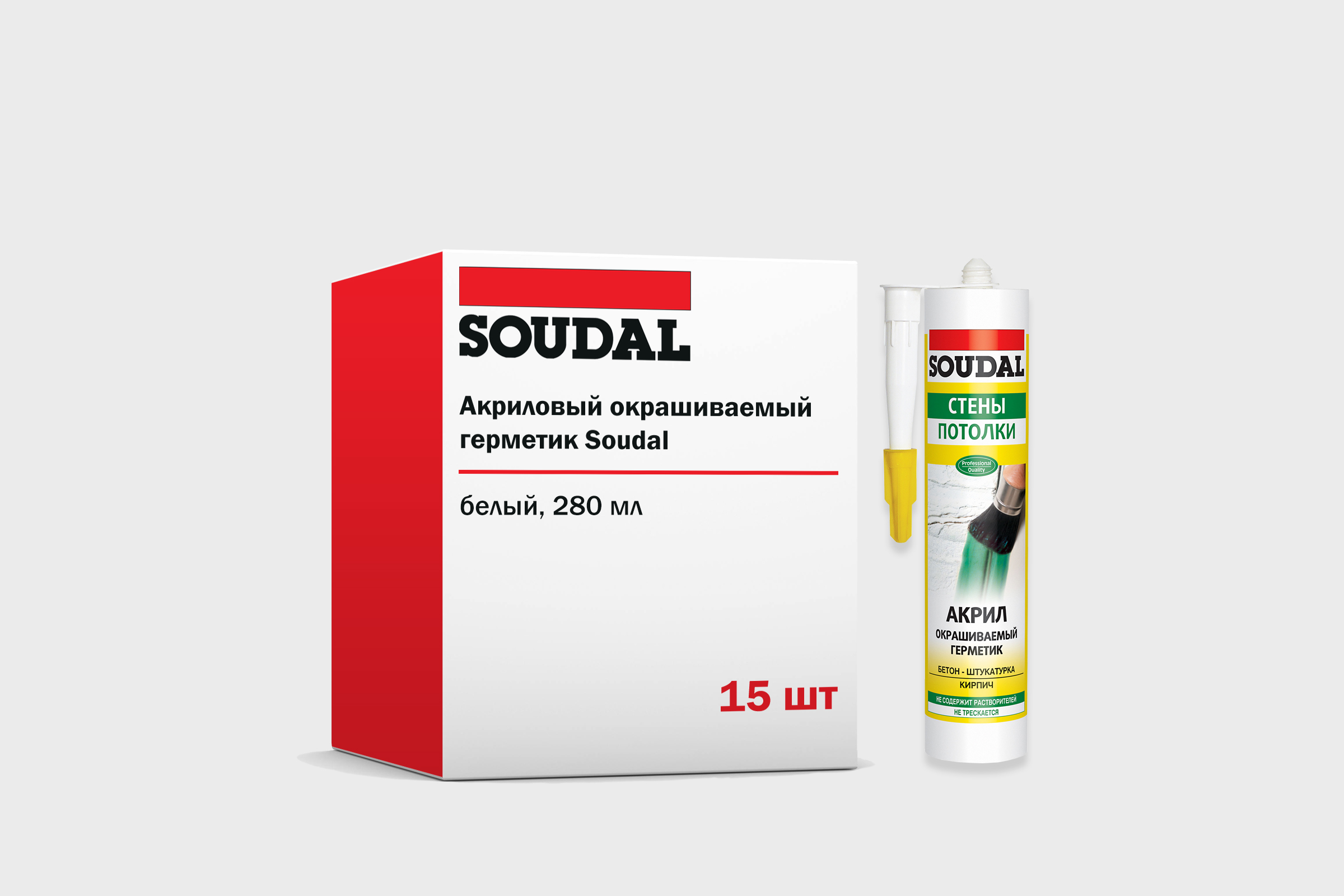 фото Герметик акриловый soudal стены потолки белый, 280 мл, набор 15 штук