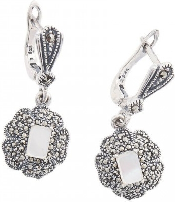 

Серьги женские из серебра ЮК Марказит HE1040, перламутр/марказит