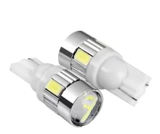 Светодиод Т10 - 6SMD 5630 белый М5 блистер, 2 шт МаякАвто 12т10б-6смд5630-2