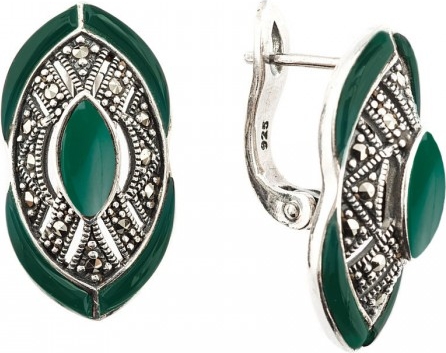 

Серьги женские из серебра ЮК Марказит HE626, хризопраз/марказит
