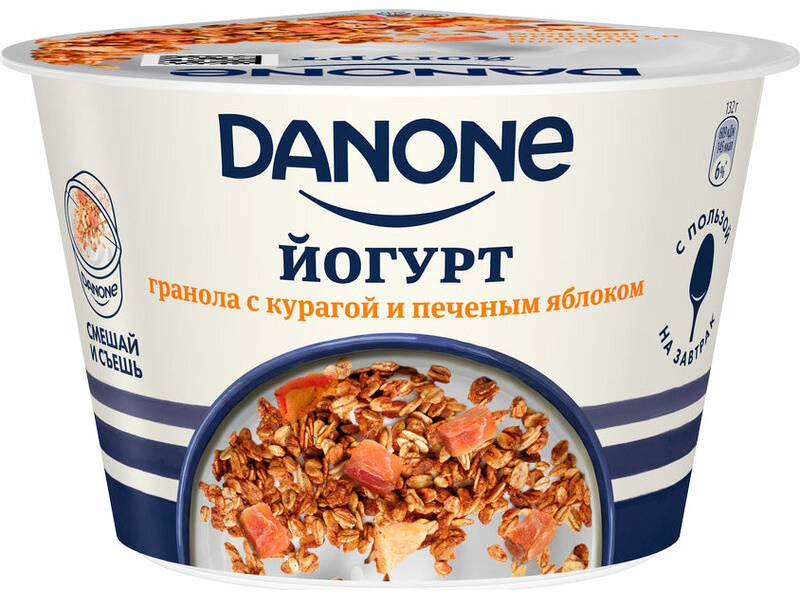Йогурт Danone гранола-курага-печеное яблоко 2,9% 132 г