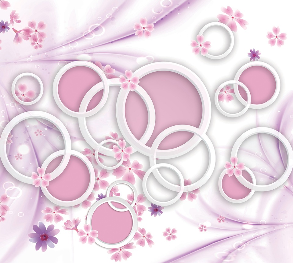 Фотообои 3D Divino Decor Кольца с розовыми цветами 300х270