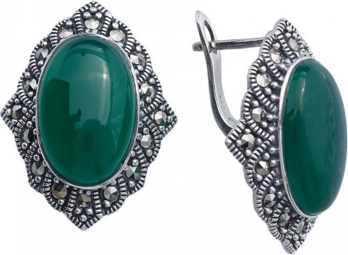 

Серьги женские из серебра ЮК Марказит HE466, хризопраз/марказит, HE466