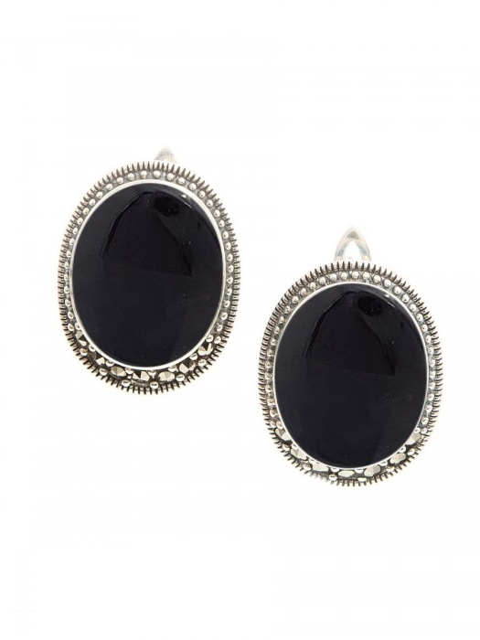 

Серьги женские из серебра ЮК Марказит HE212, марказит/оникс, HE212