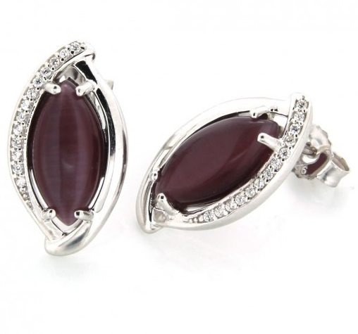 

Серьги женские из серебра SilverHouse A24908, фианит/кошачий глаз, A24908