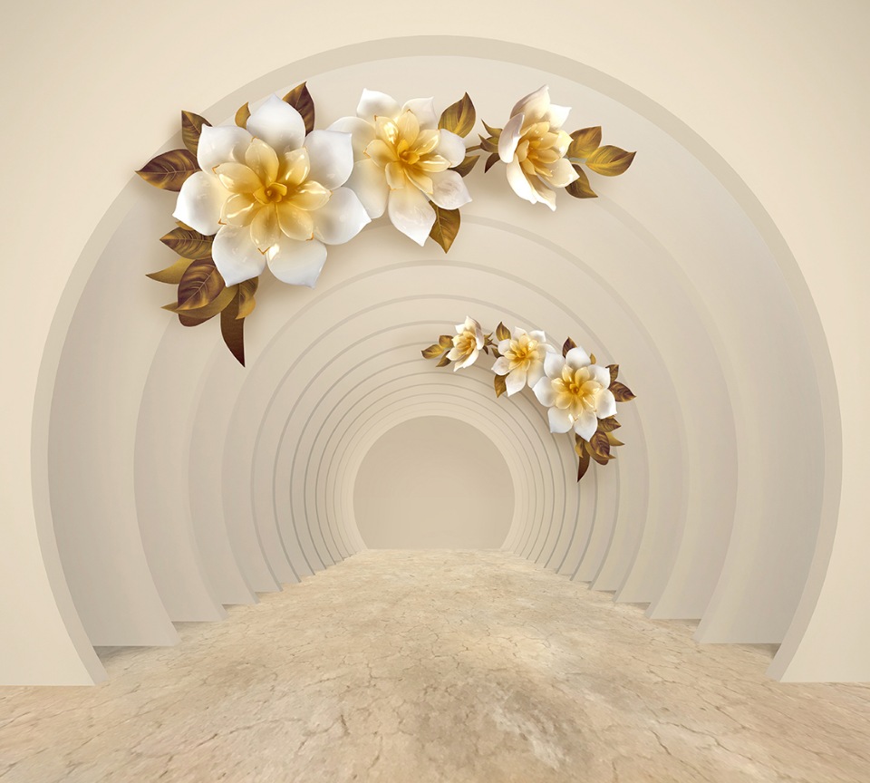 фото Фотообои 3d divino decor туннель с цветами 300х270 divino décor