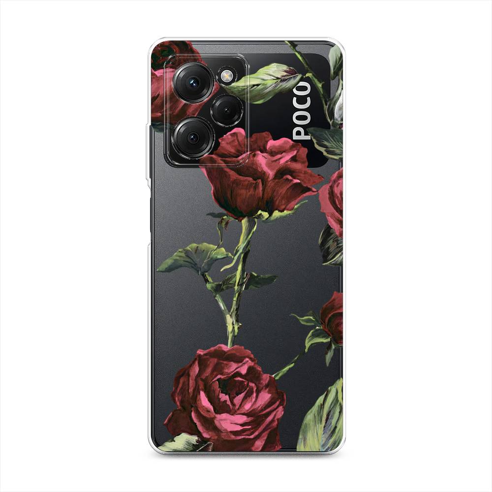 

Чехол Awog на Poco X5 Pro 5G "Бордовые розы фон", Красный, 318050-8