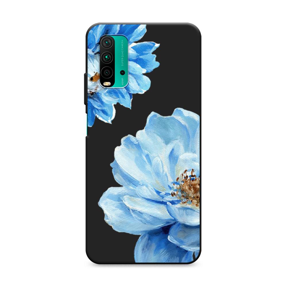 фото Матовый силиконовый чехол "голубые клематисы" на xiaomi redmi 9t awog