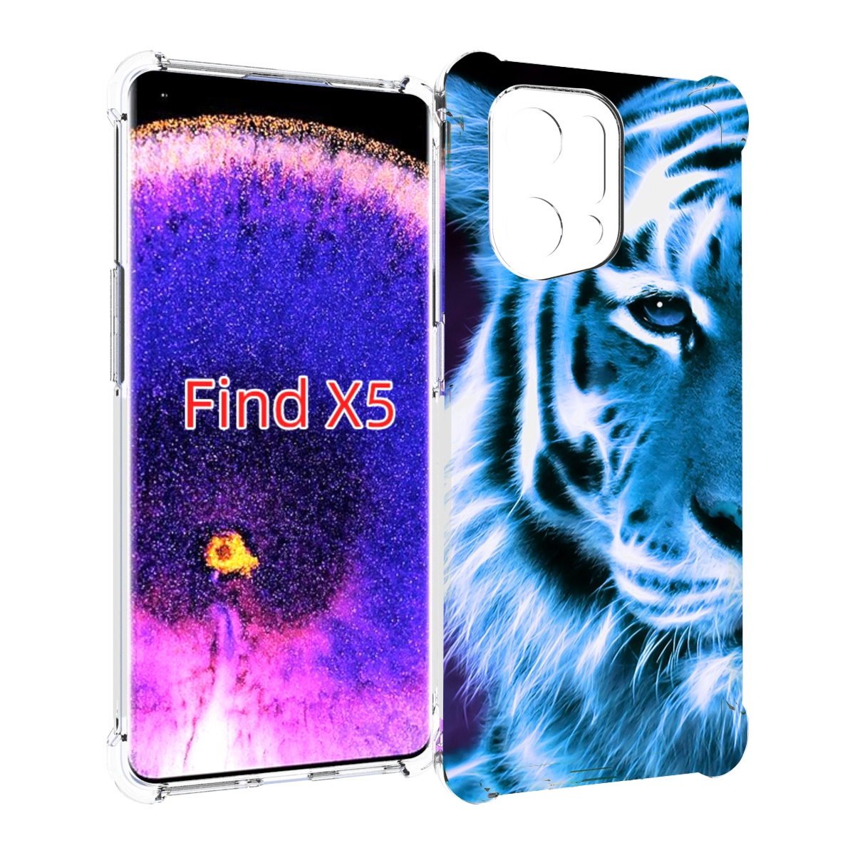 

Чехол MyPads Половина-тигра мужской для Oppo Find X5, Прозрачный, Tocco