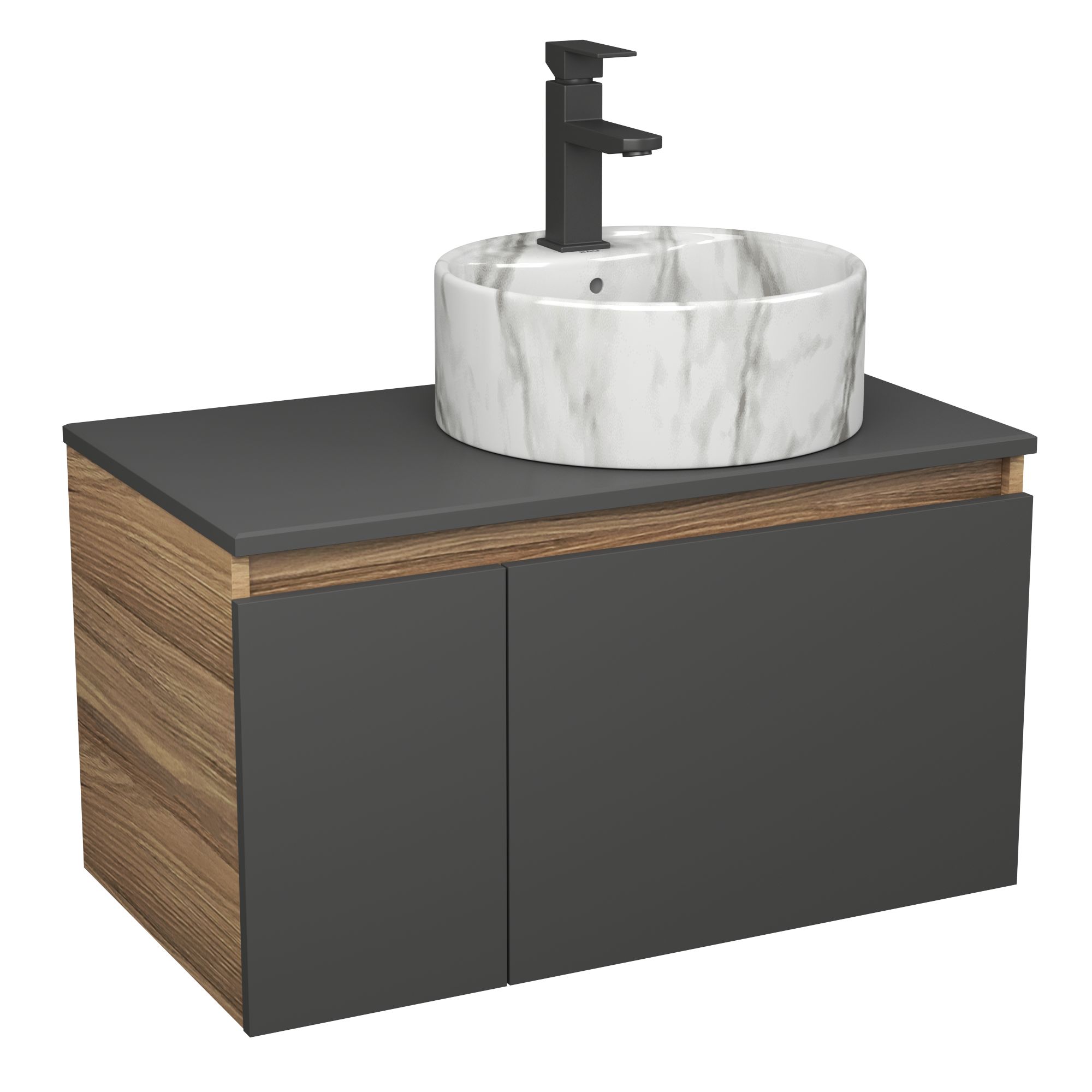 фото Комплект: тумба bau dream blackwood 80,раковина bau element d41,смеситель hotel black bauedge