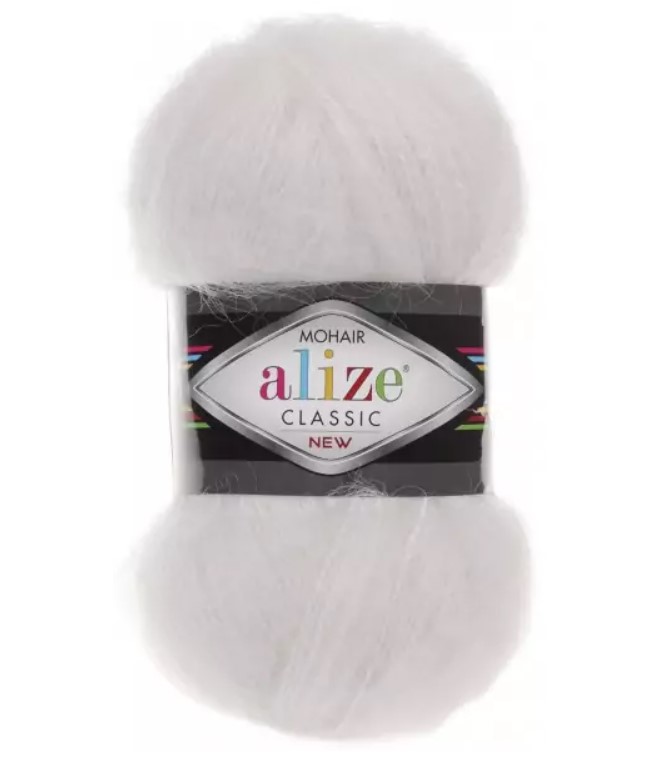 

Пряжа Alize 2565323 Mohair classic 55 белый, Mohair classic