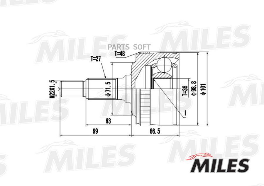 

Шрус Mb Vito W638 2.2Cdi 99-03 Нар. +Abs Miles GA20245