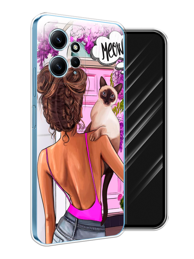

Чехол Awog на Xiaomi Redmi Note 12 4G "Девушка с кошкой", Розовый;коричневый, 318350-1