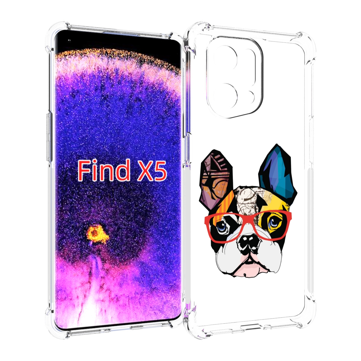 

Чехол MyPads Мопс-в-очках для Oppo Find X5, Прозрачный, Tocco