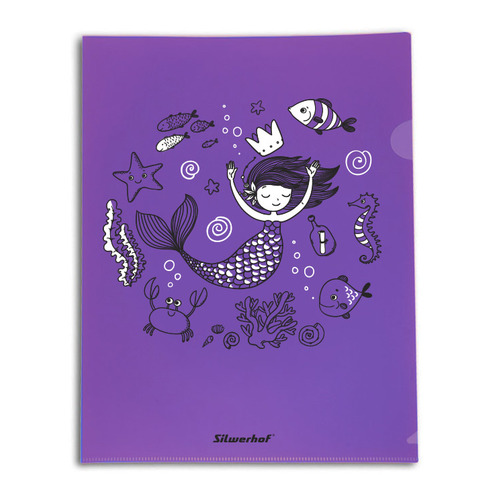 Упаковка папок-уголков Silwerhof Mermaid 255174,  A4,  гладкий,  пластик,  фиолетовый