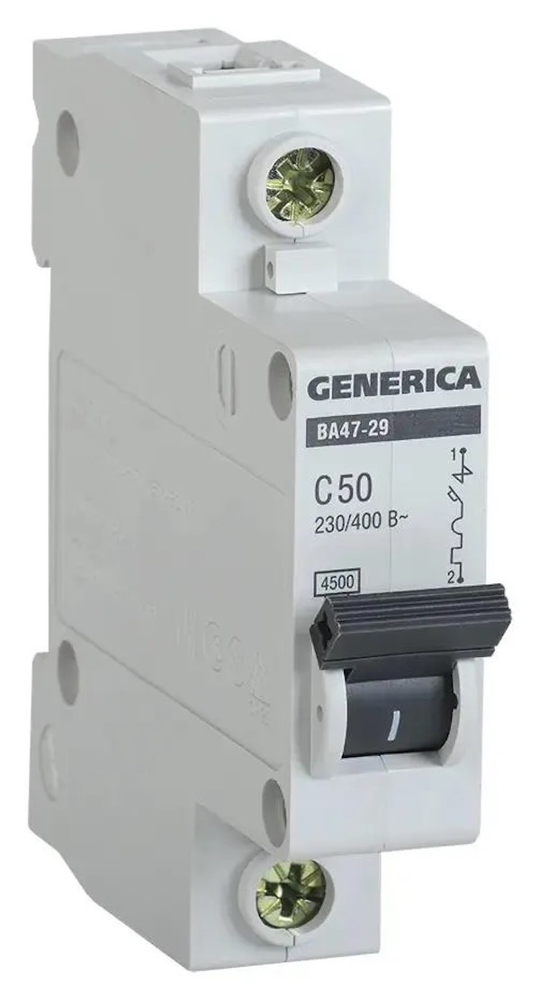 

Выключатель автоматический IEK Generica MVA25-1-050-C 50A тип C 4.5kA 1П 230/400В 1мод сер, Выключатель автоматический IEK Generica (MVA25-1-050-C) 50A тип C 4.5kA 1П 230/400В 1мод серый (упак