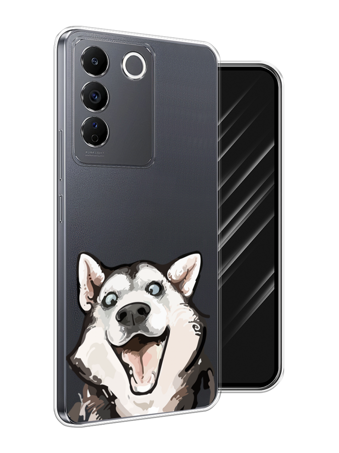 

Чехол Awog на Vivo V27e "Радостный хаски", Белый;голубой;черный, 268350-1