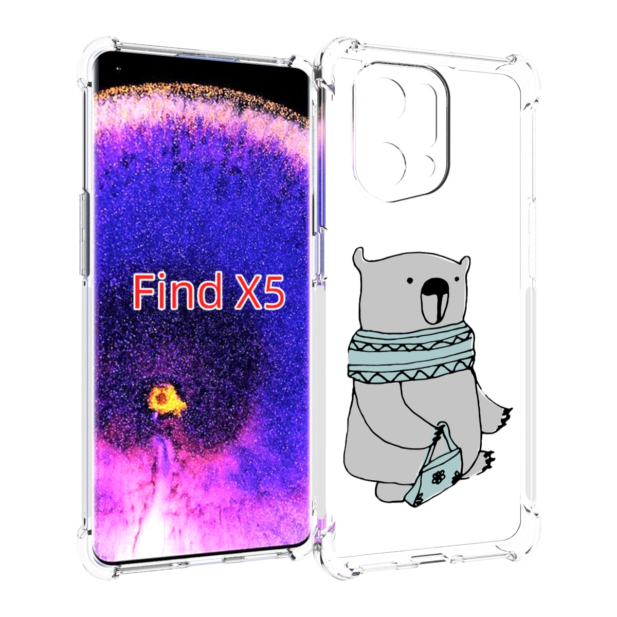 

Чехол MyPads Модный медведь для Oppo Find X5, Прозрачный, Tocco