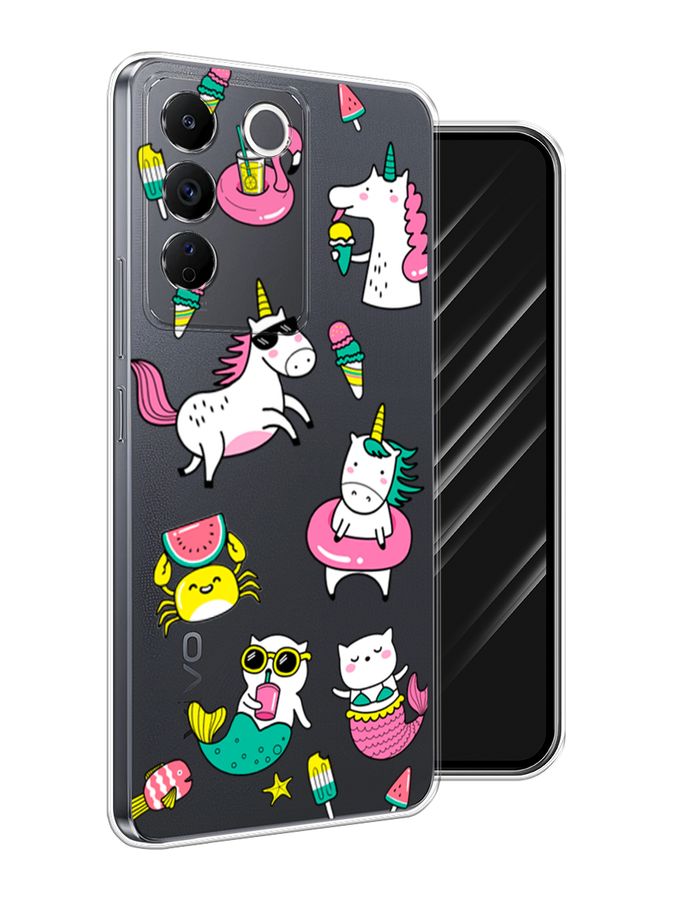 

Чехол Awog на Vivo V27e "На отдыхе", Белый;бирюзовый;розовый, 268350-1