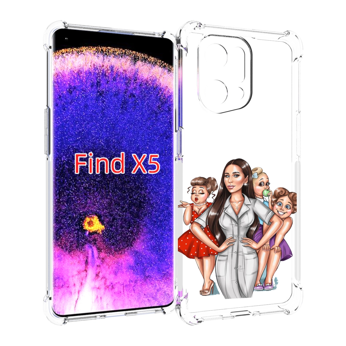

Чехол MyPads Милые-дамы женский для Oppo Find X5, Прозрачный, Tocco