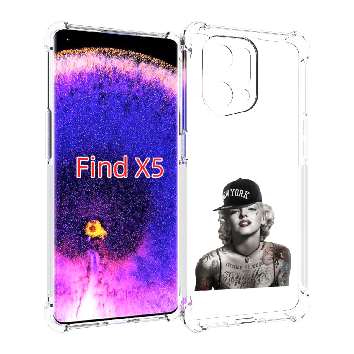 

Чехол MyPads Мерлин Монро с тату женский для Oppo Find X5, Прозрачный, Tocco