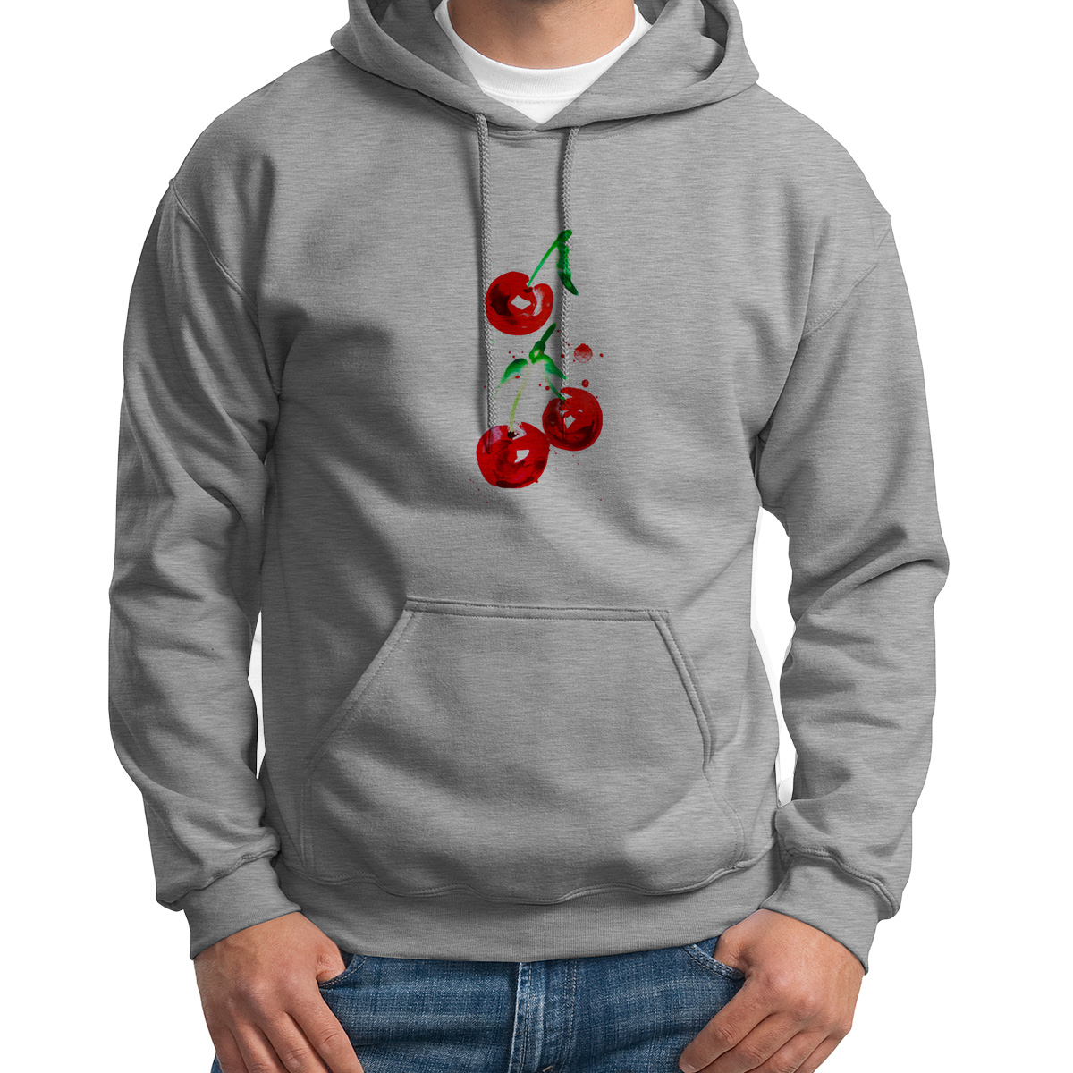 

Худи унисекс CoolPodarok Ягоды. Вишенки серое 50 RU, S0501793