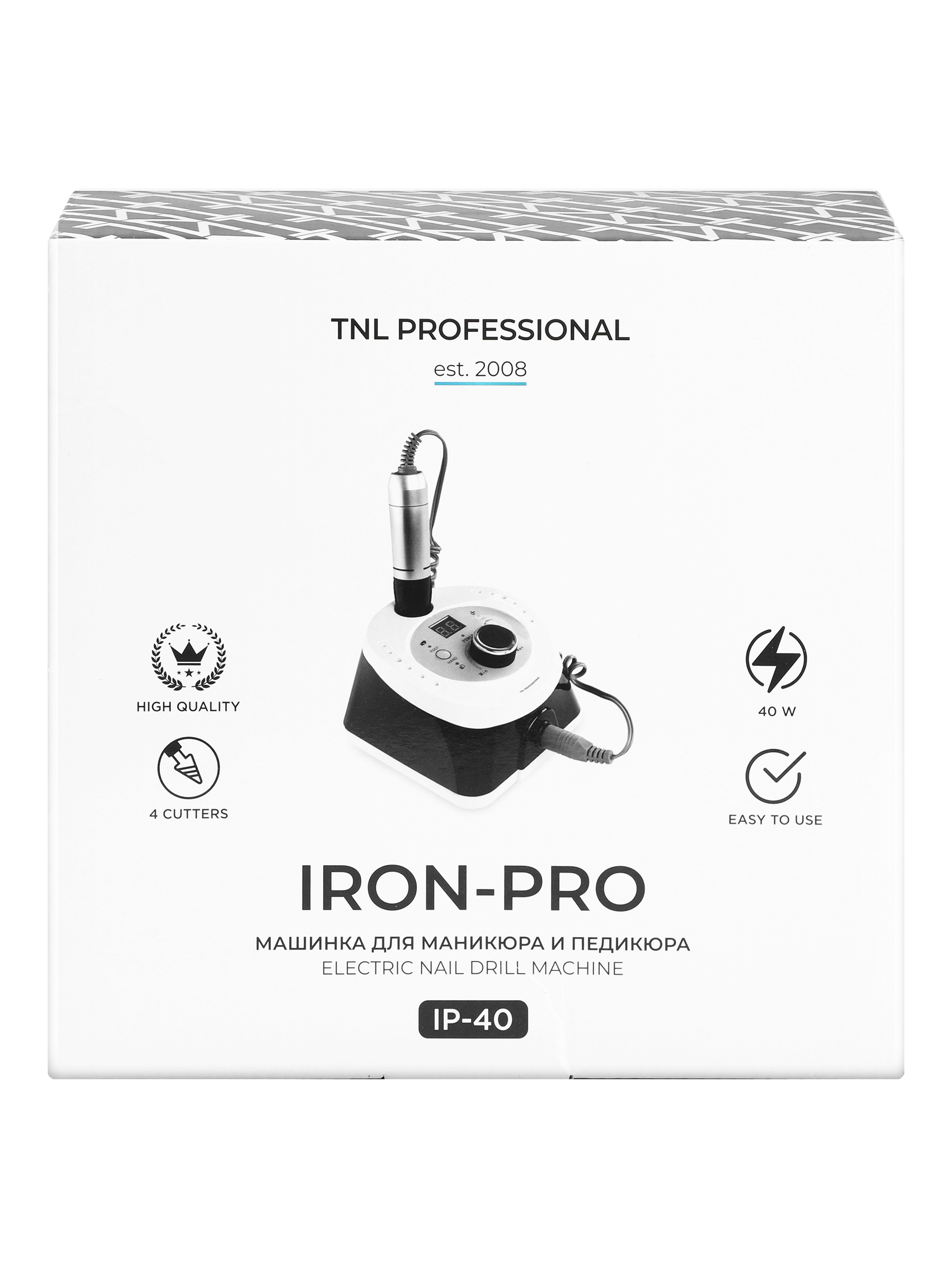 Аппарат для маникюра TNL Professional Iron Pro 40 35 000 оборотов черно-белый 909800₽