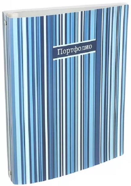 Портфолио универс.ФАКТУРА ПОЛОСЫ А4,253*310*25мм,на кольцах,40 файлов ПВХ,обл.пластик