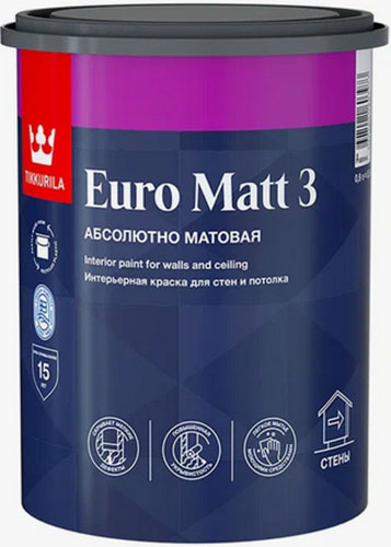 TIKKURILA Euro Matt 3 base A краска интерьерная глубокоматовая для стен и потолка 09л 1169₽