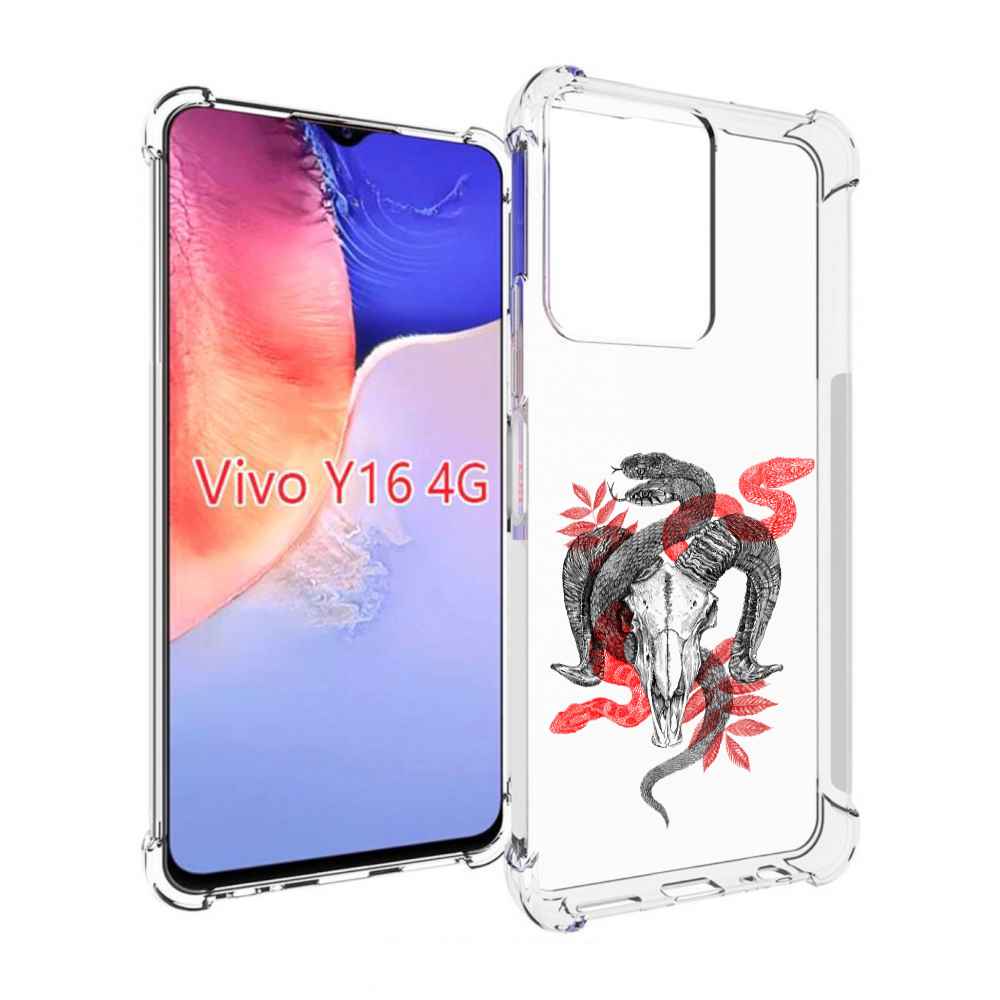 

Чехол MyPads змея в черепе рисунок для Vivo Y16 4G/ Vivo Y02S, Прозрачный, Tocco