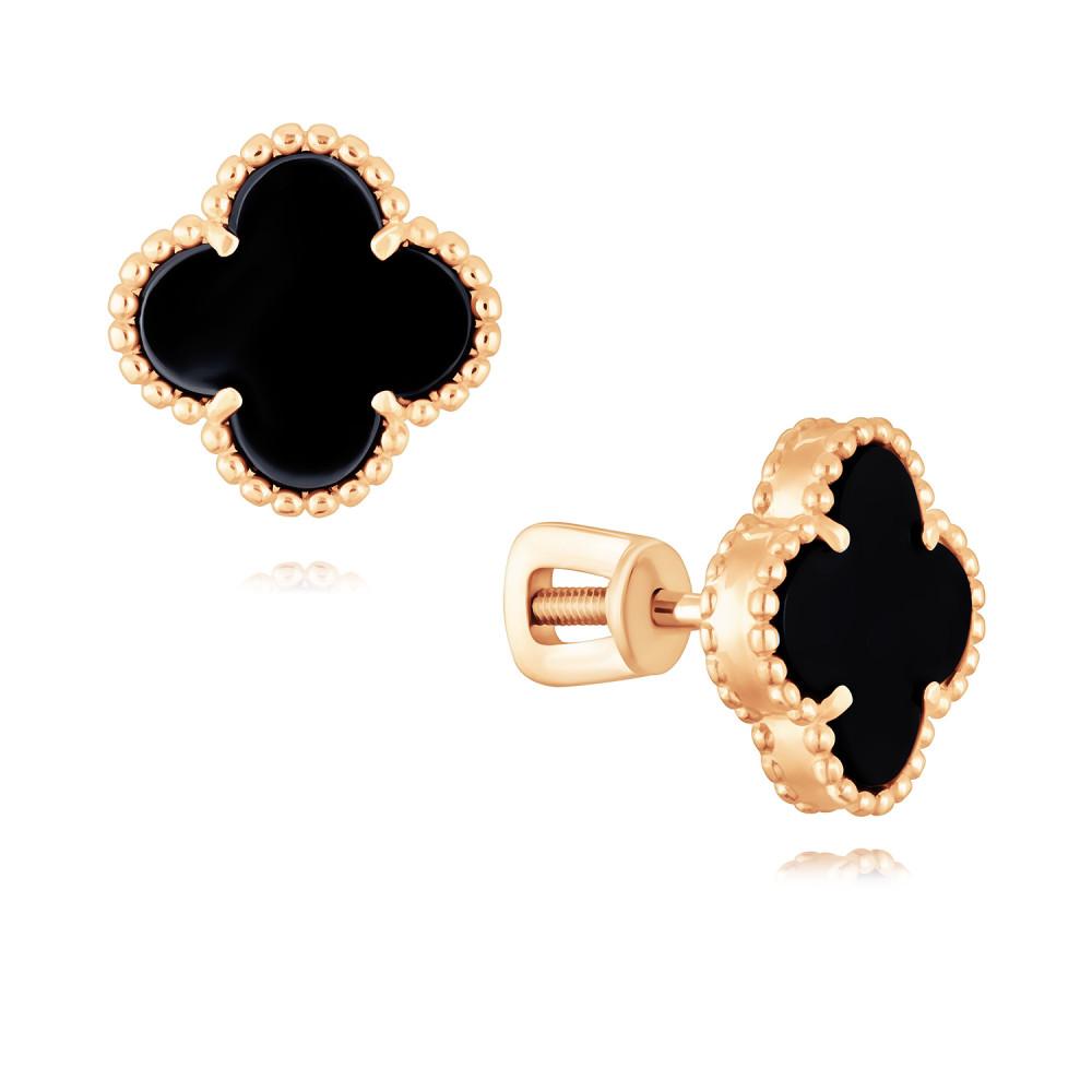 

Серьги из золота ADAMAS 21041759/01-А55-658, оникс, 21041759/01-А55-658
