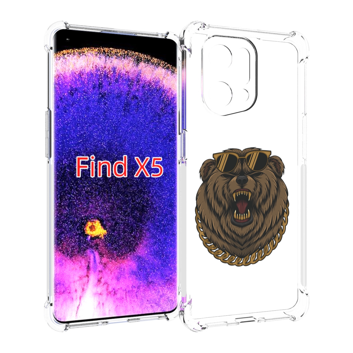 

Чехол MyPads Медведь-в-очках-2 для Oppo Find X5, Прозрачный, Tocco