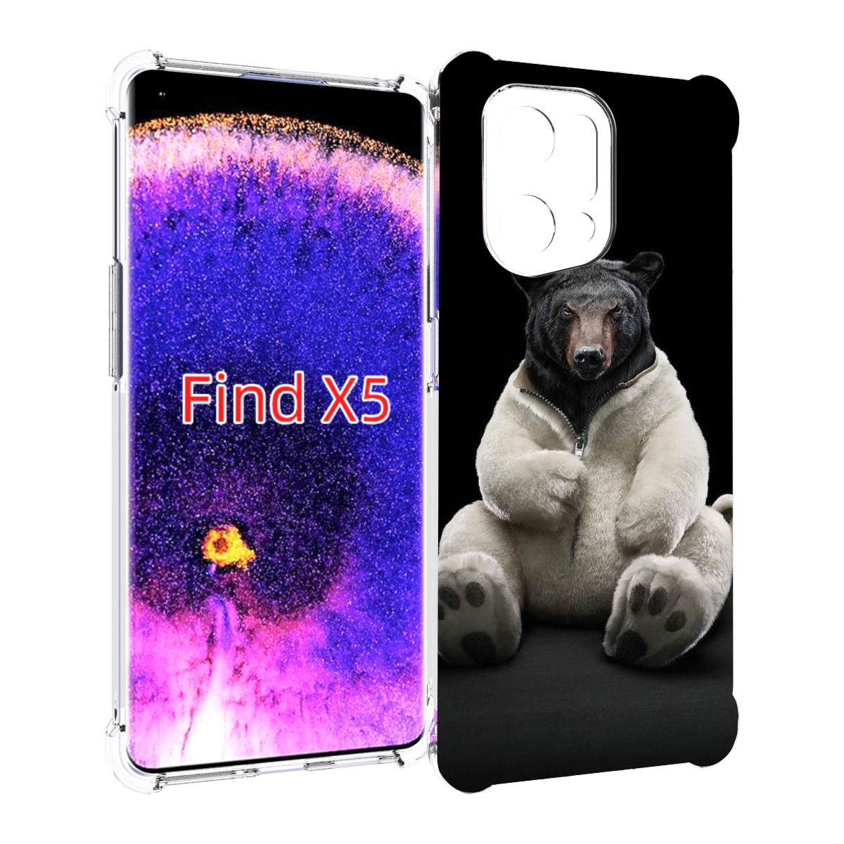 

Чехол MyPads Медведь-бурый-белый для Oppo Find X5, Прозрачный, Tocco