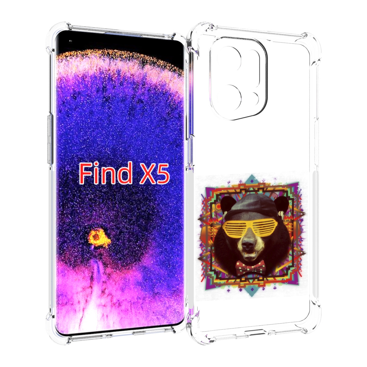 

Чехол MyPads Медведь в очках для Oppo Find X5, Прозрачный, Tocco
