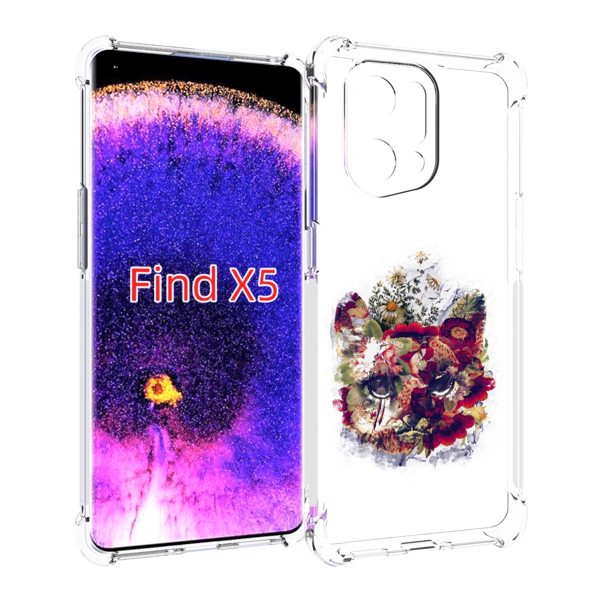 

Чехол MyPads Лиса в цветах-2 для Oppo Find X5, Прозрачный, Tocco