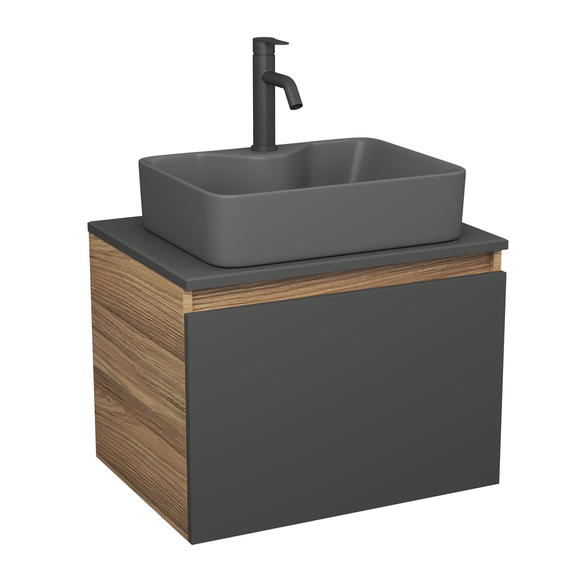 фото Комплект: тумба bau dream blackwood 60,раковина bau cerama ,смеситель hotel dream black bauedge